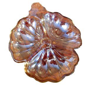 Clover Shaped Divided Amber Colored Dish- vintage
